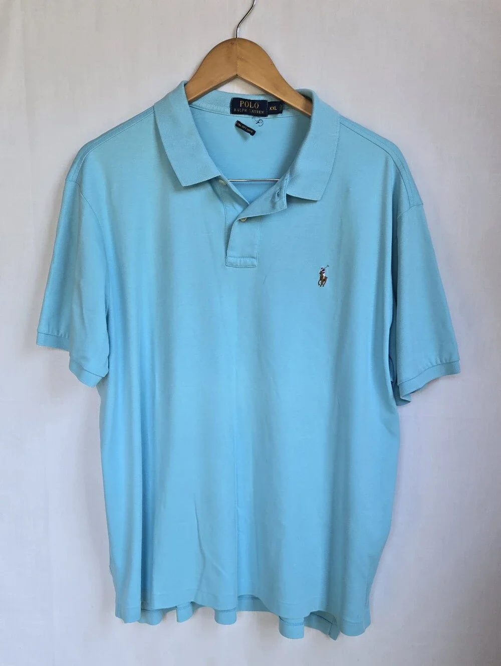 Ralph Lauren Polo Shirt in Aqua Blue with Embroidered Pony-Size XXL
